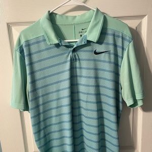 Nike Golf shirt. Green and blue stripes. Size Large